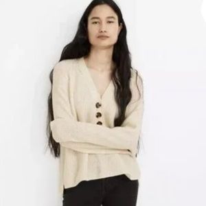 Madewell Lyle Rib Henley Cream Sweater Relaxed